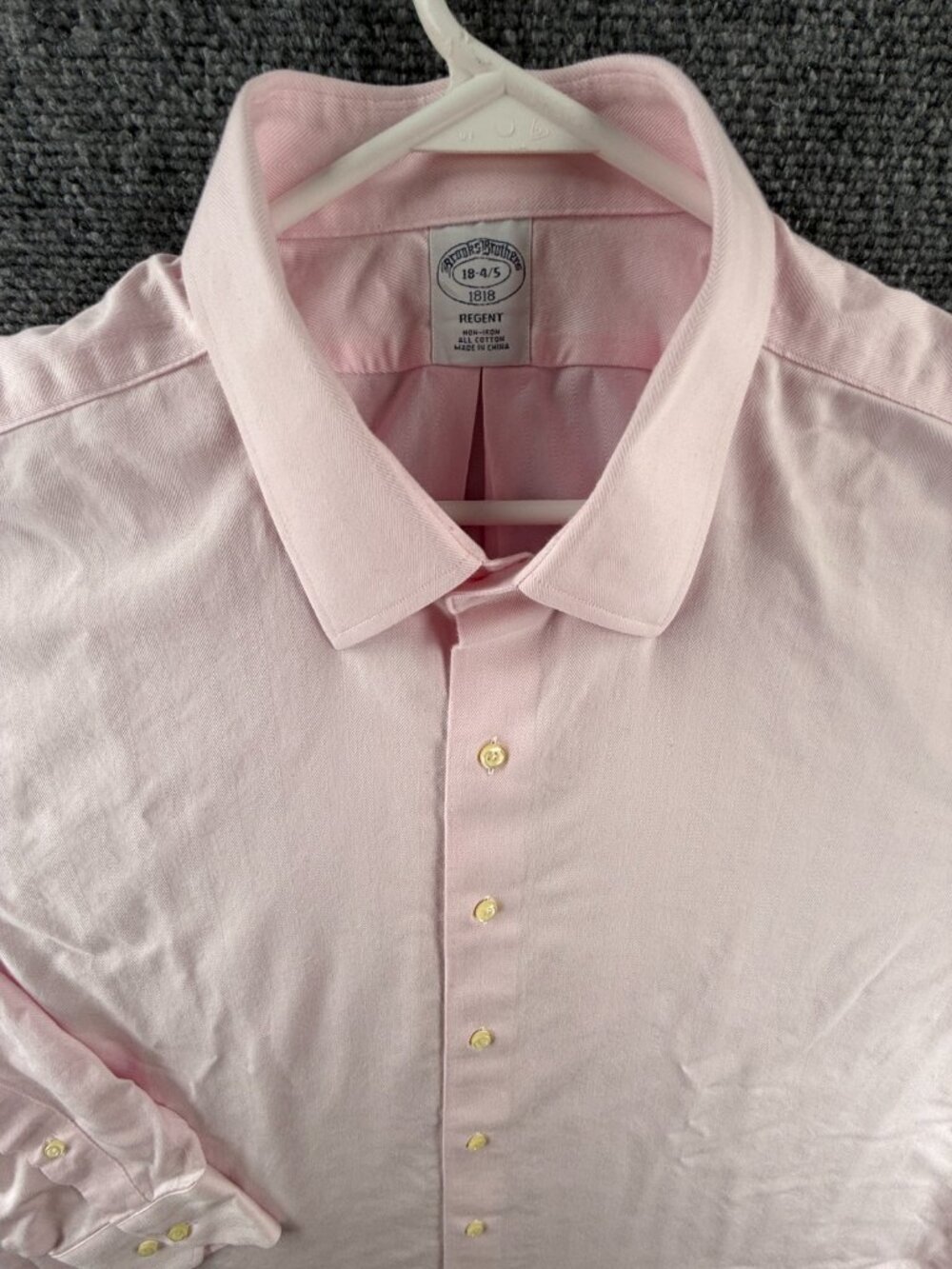 Brooks Brothers Regent 18 4/5 Cotton Non-Iron Herringbone Pink Business Men
